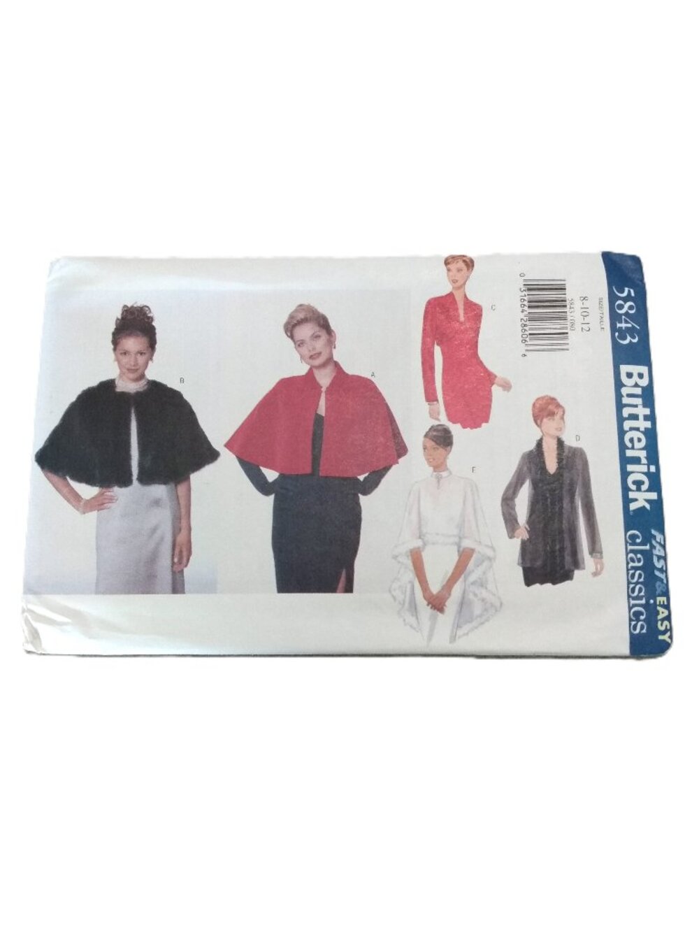 Vintage 90s Cape, Jacket & Cover-Up Sewing Pattern Size 8-12 UNCUT 5843 Y2K